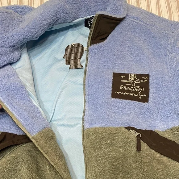 Blue and Green Fleece Sherpa Jacket - Picture 6 of 12